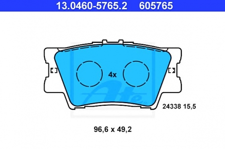 Комплект тормозных колодок, дисковый тормоз ATE 13046057652