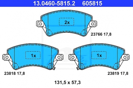 Комплект тормозных колодок, дисковый тормоз ATE 13046058152