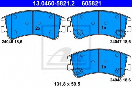 Комплект тормозных колодок, дисковый тормоз ATE 13046058212 (фото 1)
