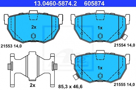 Комплект тормозных колодок, дисковый тормоз ATE 13046058742 (фото 1)