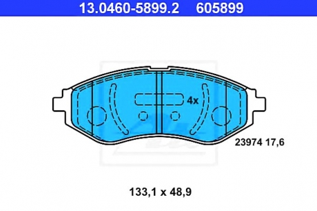 Комплект тормозных колодок, дисковый тормоз ATE 13046058992