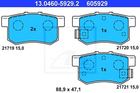 Комплект тормозных колодок, дисковый тормоз ATE 13046059292
