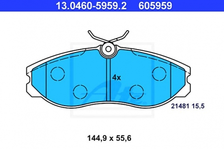 Комплект тормозных колодок, дисковый тормоз ATE 13046059592 (фото 1)