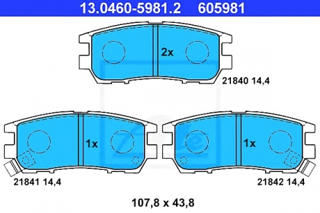 Комплект тормозных колодок, дисковый тормоз ATE 13046059812
