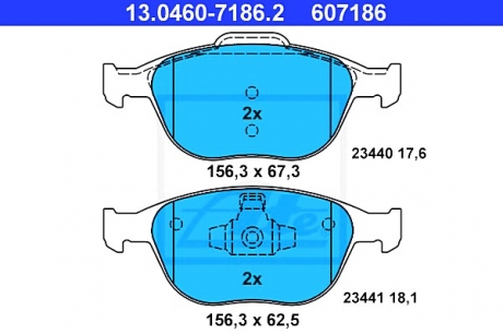 Комплект тормозных колодок, дисковый тормоз ATE 13046071862 (фото 1)