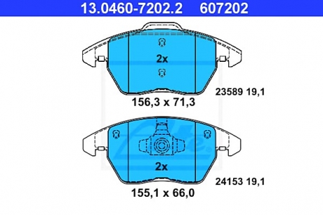 Комплект тормозных колодок, дисковый тормоз ATE 13046072022 (фото 1)
