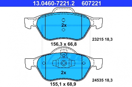 Комплект тормозных колодок, дисковый тормоз ATE 13046072212 (фото 1)