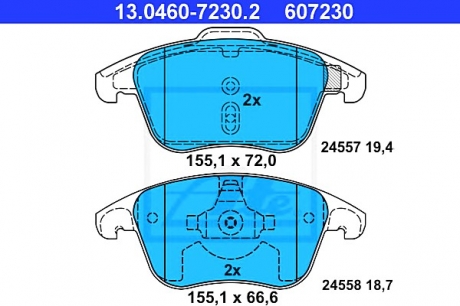 Комплект тормозных колодок, дисковый тормоз ATE 13046072302 (фото 1)