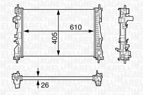 Радиатор, охлаждение двигателя MAGNETI MARELLI 350213129700