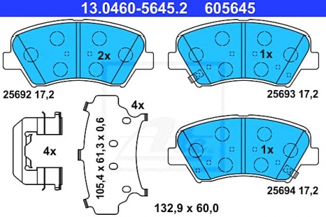 Комплект тормозных колодок, дисковый тормоз ATE 13046056452