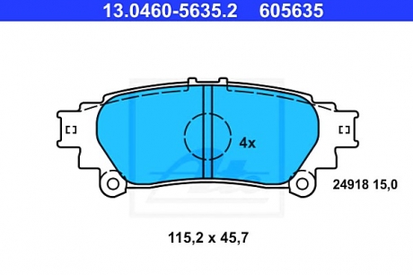 Комплект тормозных колодок, дисковый тормоз ATE 13046056352