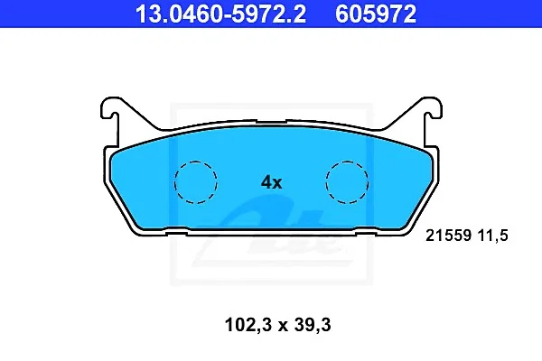 Гальмівні колодки дискові задні Mazda 323, 6, Mx-5 I Suzuki Baleno 1.3-2.3 06.89-12.06 ATE 13046059722 (фото 1)