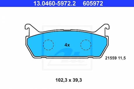 Комплект тормозных колодок, дисковый тормоз ATE 13046059722 (фото 1)