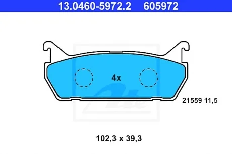 Гальмівні колодки дискові задні Mazda 323, 6, Mx-5 I Suzuki Baleno 1.3-2.3 06.89-12.06 ATE 13046059722