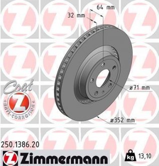 Диск гальмівний ZIMMERMANN 250138620