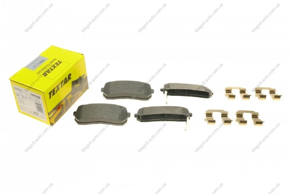 Комплект гальмівних колодок задній., HYUNDAI H-1 CARGO, H-1 TRAVEL, IX55 KIA CARNIVAL II, CARNIVAL III, SORENTO III MAZDA CX-30 2.0D-3.8 10.01- TEXTAR 2459901 (фото 1)