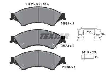 Комплект тормозных колодок, дисковый тормоз TEXTAR 2563201