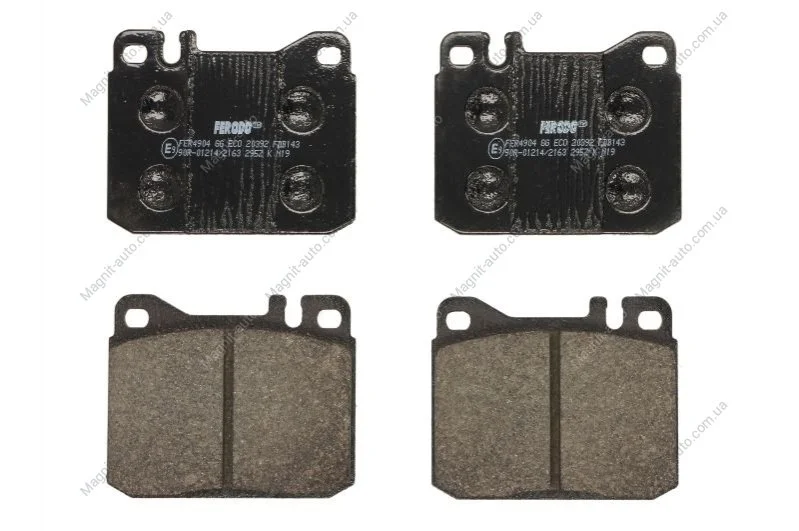 Комплект тормозных колодок задней/передней., MERCEDES /8 (W114), /8 (W115), 123 (C123), 123 (W123), 123 T-MODEL (S123), S (C126), S (W116), SL (C107), SL (R107), TRAVEGO (O 580), UNIMOG 12.0D-D FERODO FDB143 (фото 1)