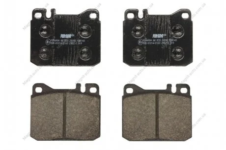 Комплект тормозных колодок задней/передней., MERCEDES /8 (W114), /8 (W115), 123 (C123), 123 (W123), 123 T-MODEL (S123), S (C126), S (W116), SL (C107), SL (R107), TRAVEGO (O 580), UNIMOG 12.0D-D FERODO FDB143