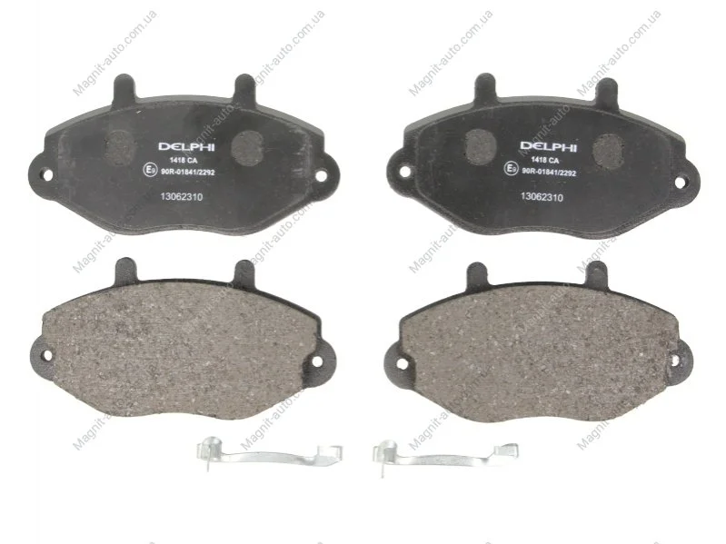 Комплект гальмівних колодок переднього., FORD TRANSIT, TRANSIT TOURNEO 2.0-2.5D 04.91-12.00 Delphi LP1418 (фото 1)
