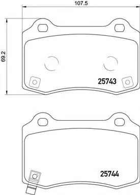 Комплект гальмівних накладок, дискове гальмо BREMBO P30074 (фото 1)