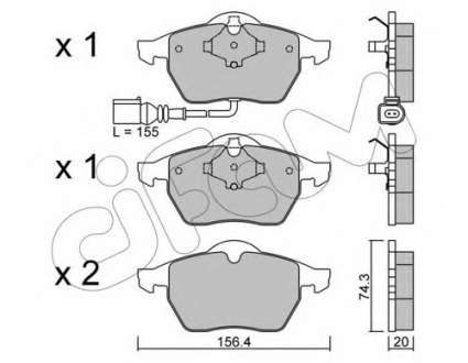 Комплект тормозных колодок, дисковый тормоз CIFAM 8221814 (фото 1)