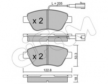 Комплект тормозных колодок, дисковый тормоз CIFAM 8223213