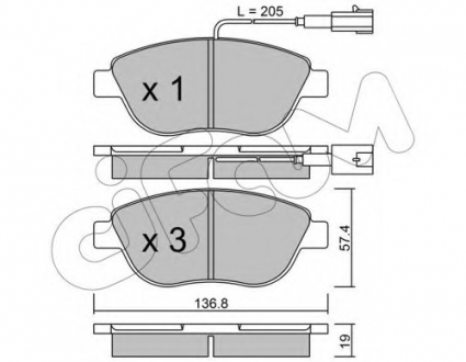 Комплект тормозных колодок, дисковый тормоз CIFAM 8223220 (фото 1)