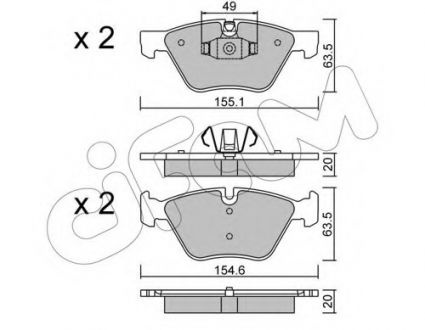 Комплект тормозных колодок, дисковый тормоз CIFAM 8225575 (фото 1)