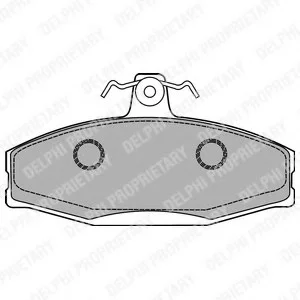 Комплект тормозных колодок переднего., MITSUBISHI COLT I, LANCER F, LANCER I SKODA FAVORIT, FAVORIT FORMAN, FELICIA CUBE, FELICIA I, FELICIA II VW CADDY II 1.2-1.9D 01.78-04.02 Delphi LP1429 (фото 1)