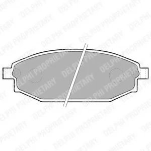 Комплект тормозных колодок переднего., HYUNDAI GALLOPER I, GALLOPER II 2.5D/3.0 08.91-12.03 Delphi LP1665 (фото 1)
