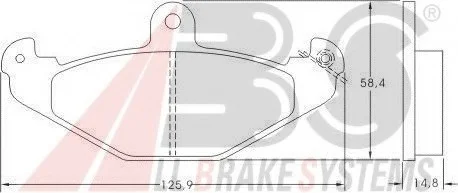 Тормозные колодки зад. Laguna I 93-01 (brembo) (125,9x58,4x14,8) A.B.S. 36788
