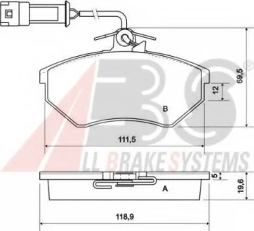 Тормозные колодки пер. Caddy II >9.96/Passat B4/Audi 80 A.B.S. 36791