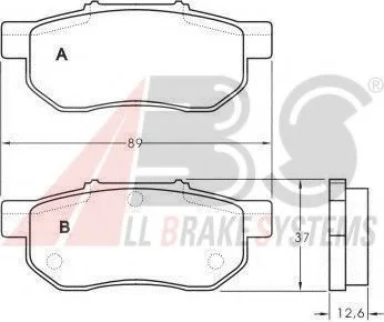 Тормозные колодки зад. Jazz/City/Fit/Civic/Ballade/CRX 92- A.B.S. 36870 (фото 1)
