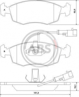 Комплект тормозных колодок, дисковый тормоз A.B.S. 37122