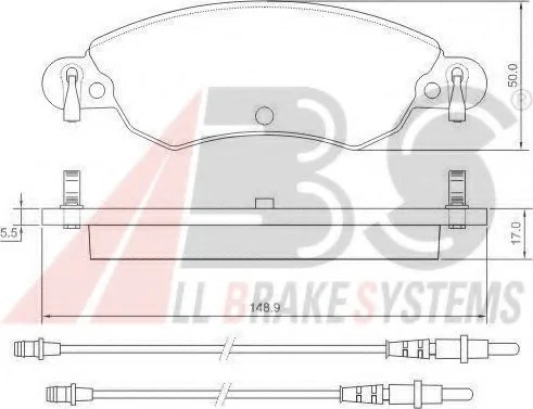 Тормозные колодки пер. Citroen C5 1.8i 01-08 (BOSCH) (148.9x50x17) A.B.S. 37278 (фото 1)