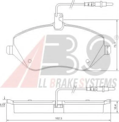 Тормозные колодки пер. Peugeot 407/607 04- (TRW) (162,3x79,1x18,4) A.B.S. 37431 (фото 1)