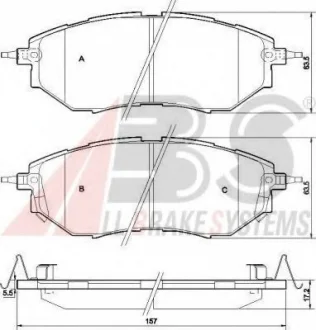 Гальмівні колодки пер. Subaru Legacy IV/Outback 03- (akebono) A.B.S. 37502