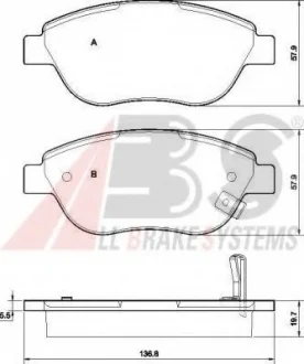 Тормозные колодки пер. Opel Corsa D 06- (Bosch) A.B.S. 37564