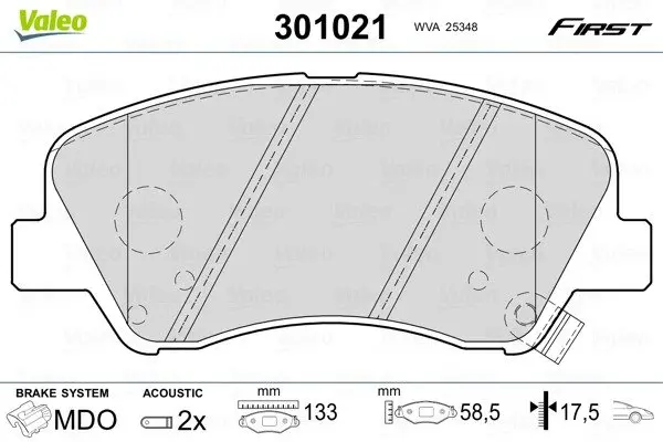 Гальмівні колодки First HYUNDAI/KIA I20/Rio "F "10>> Valeo 301021 (фото 1)