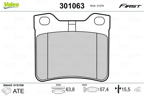 Колодки тормозные дисковые, комплект Valeo 301063 (фото 1)