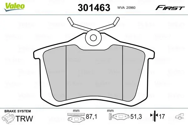 Колодки тормозные дисковые, комплект Valeo 301463 (фото 1)