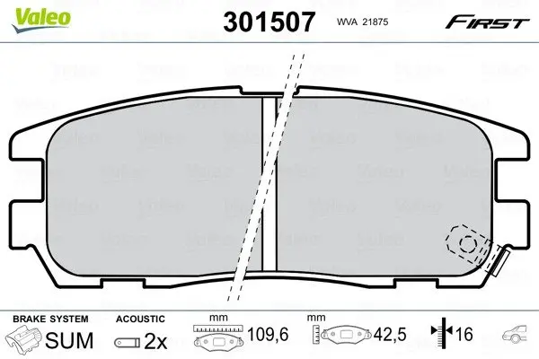 Тормозные колодки First ISUZU/OPEL Trooper/Frontera "R "91-12 Valeo 301507 (фото 1)