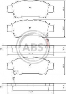 Комплект тормозных колодок, дисковый тормоз A.B.S. 37228