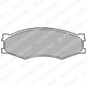 Комплект гальмівних колодок переднього., INFINITI M30 NISSAN 300ZX, BLUEBIRD, CABSTAR, CABSTAR E, CEDRIC, LAUREL, NAVARA, PICK UP, PRAIRIE, SERENA, SILVIA, VANETTE, VANETTE CARGO 1.5-3.0D 12.80- Delphi LP358 (фото 1)