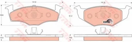 Комплект тормозных колодок переднего., SEAT CORDOBA, CORDOBA VARIO, IBIZA II, TOLEDO I VW GOLF III, LUPO I, POLO, POLO III CLASSIC, VENTO 1.0-1.9D 10.91-12.02 TRW GDB1306