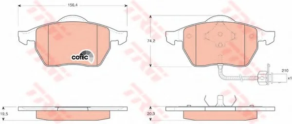 Комплект тормозных колодок переднего., FORD GALAXY I, GALAXY MK I FORD USA FOCUS, FOCUS ZX3, FOCUS ZX5 SEAT ALHAMBRA VW SHARAN 1.8-2.8 03.95-03.10 TRW GDB1440 (фото 1)