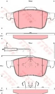 Комплект тормозных колодок переднего., ALFA ROMEO 159, BRERA, SPIDER 1.8-2.2 06.05-11.11 TRW GDB1647