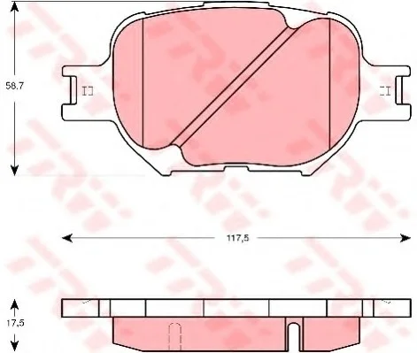 Комплект тормозных колодок переднего., TOYOTA ALLION I, BREVIS, CALDINA, CELICA, COROLLA, COROLLA VERSO, MARK II IX, MARK X II, OPA, PREMIO 1.8-3.0 08.99- TRW GDB3316 (фото 1)