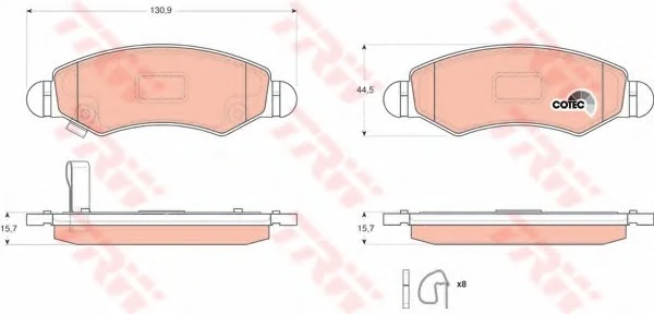 Комплект гальмівних колодок, дискове гальмо TRW GDB3363 (фото 1)